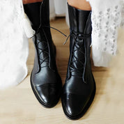 Vanessa Poe | Leather Lace-Up Ankle Boots For Women