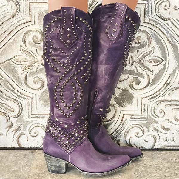Alicia Sloan | Studded Knee-High Western Boots For Women