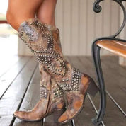 Alicia Sloan | Studded Knee-High Western Boots For Women