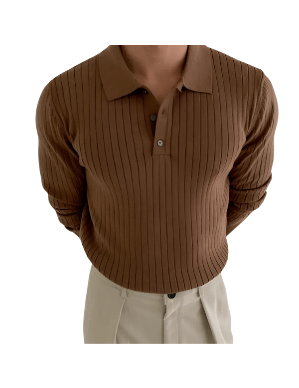 Sebastien Laurent | Ribbed Long Sleeve Polo Knit