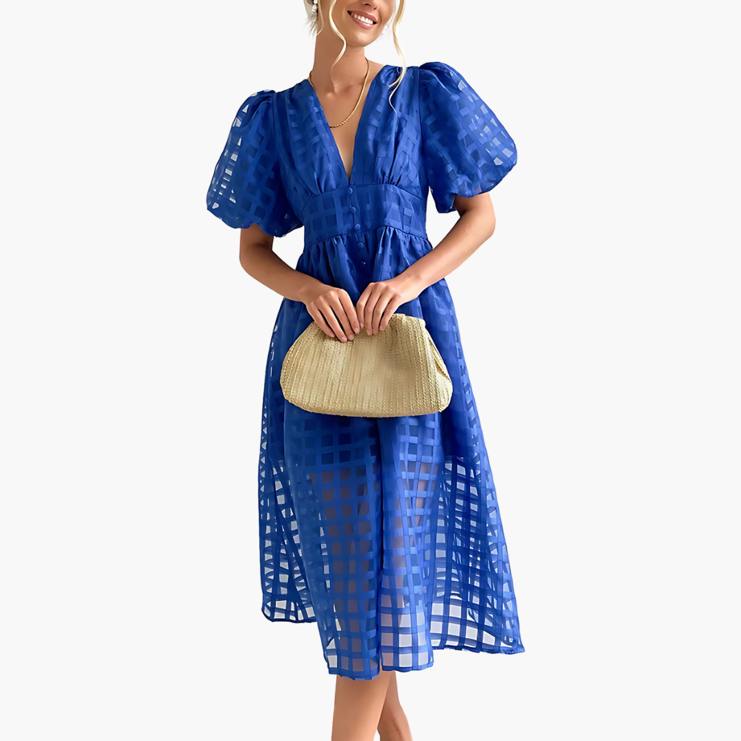 Adriana Holt | Puff Sleeve Midi Dress For Women