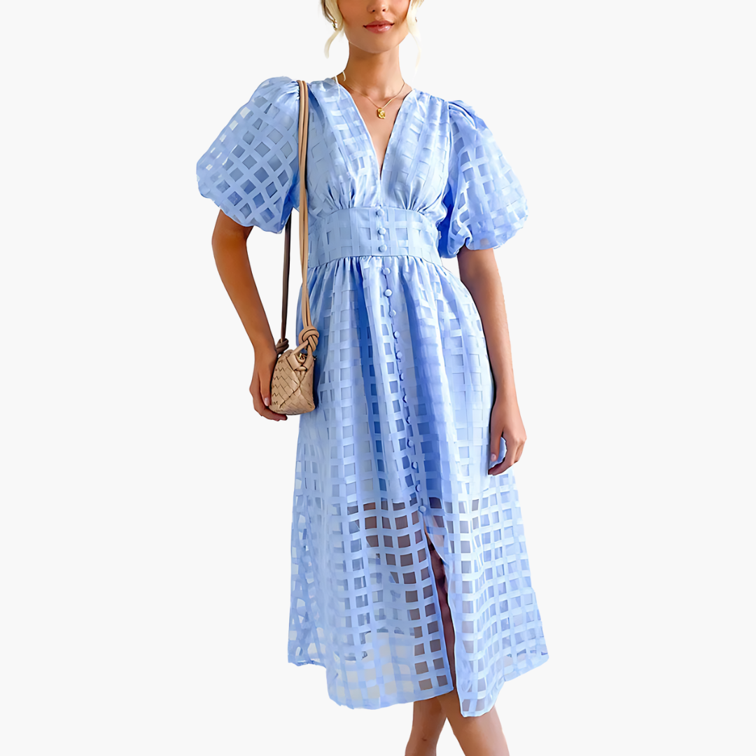 Adriana Holt | Puff Sleeve Midi Dress For Women