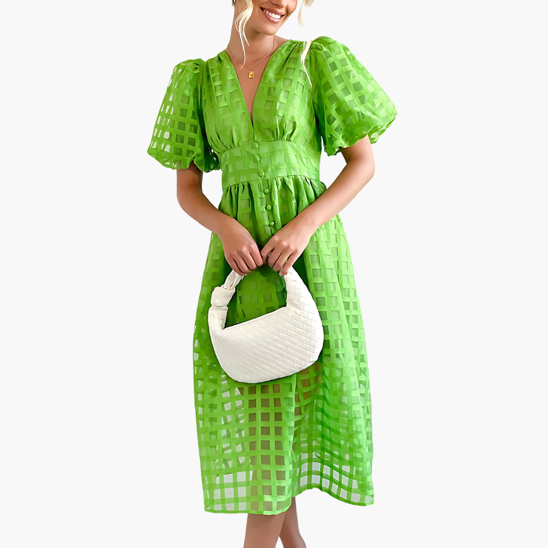 Adriana Holt | Puff Sleeve Midi Dress For Women