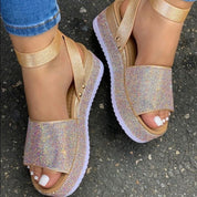 Victoria Bray | Rhinestone Wedge Sandals For Women
