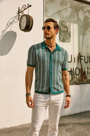 Enzo Bellini | Riviera Pattern Knit Polo Luxe
