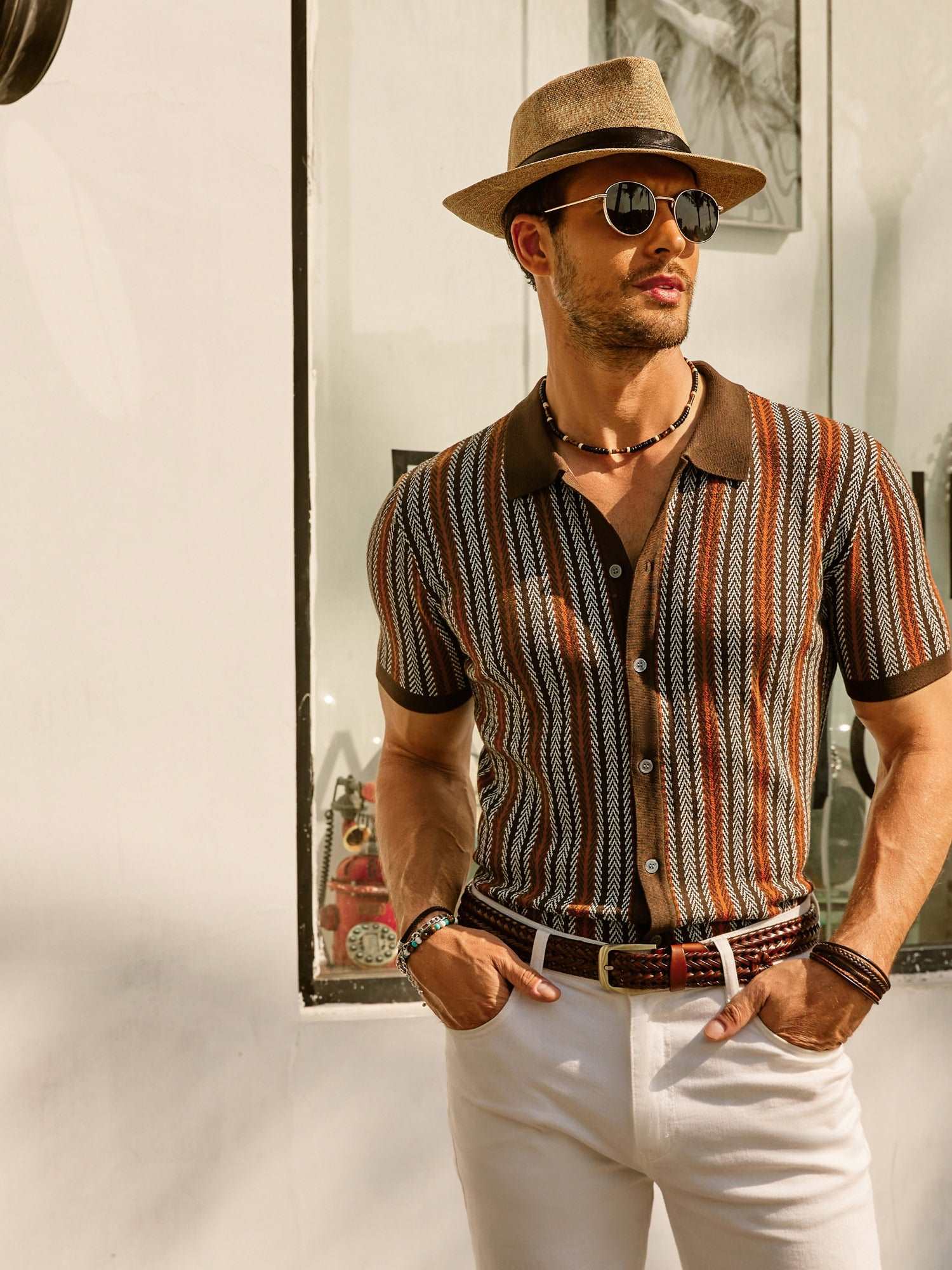 Enzo Bellini | Riviera Pattern Knit Polo Luxe