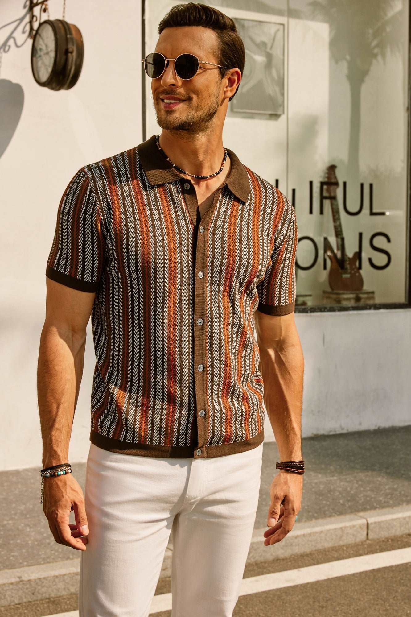 Enzo Bellini | Riviera Pattern Knit Polo Luxe