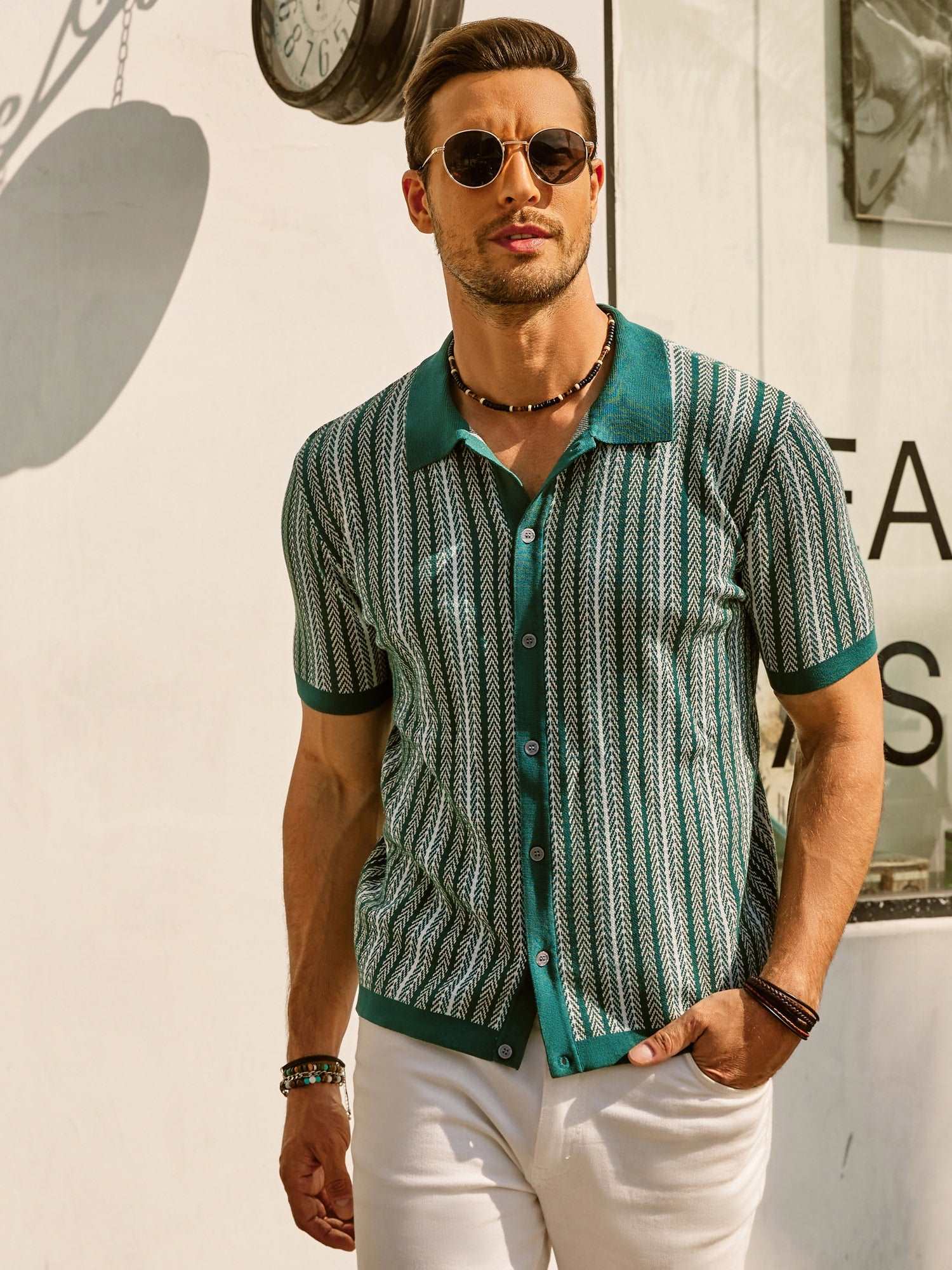 Enzo Bellini | Riviera Pattern Knit Polo Luxe