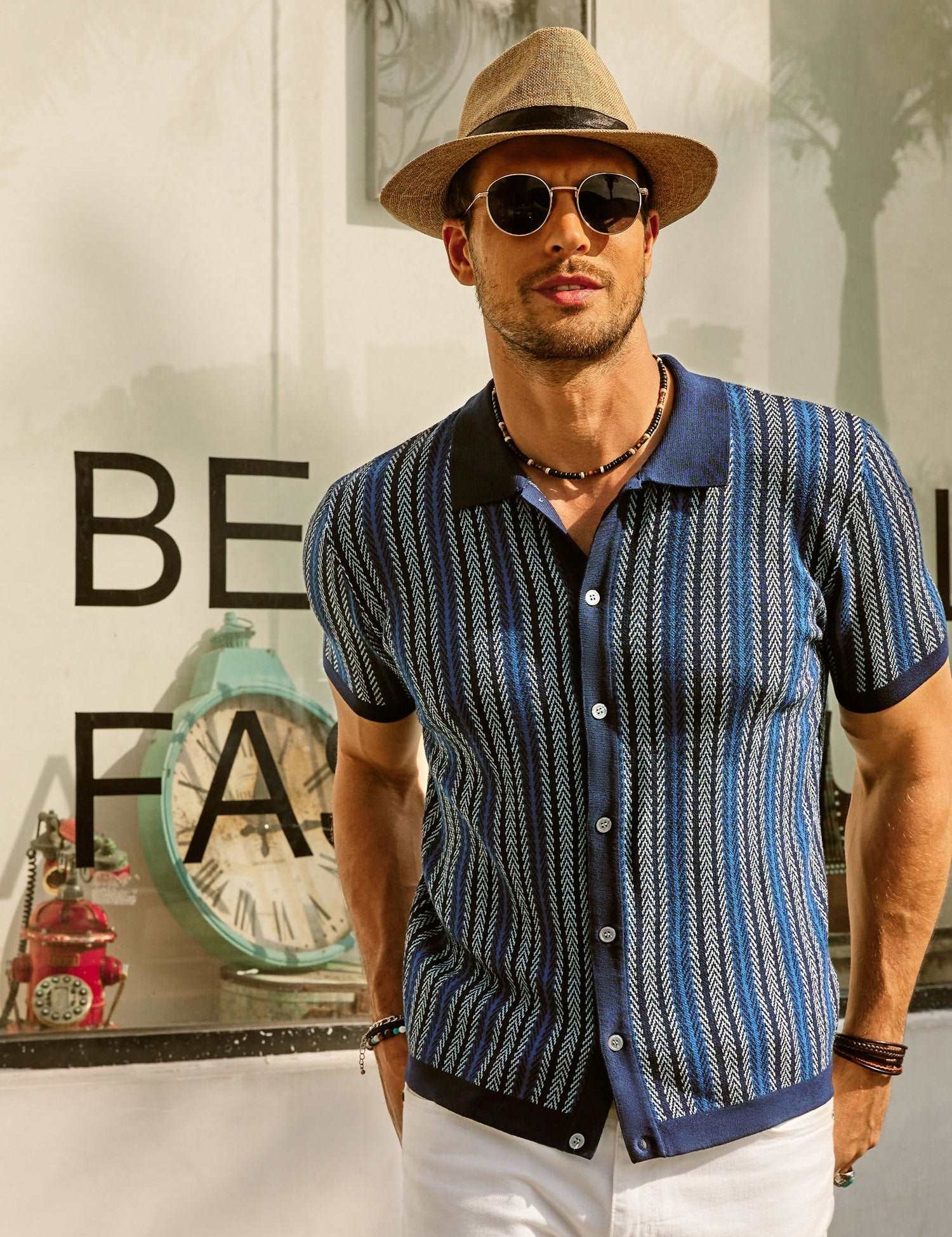 Enzo Bellini | Riviera Pattern Knit Polo Luxe