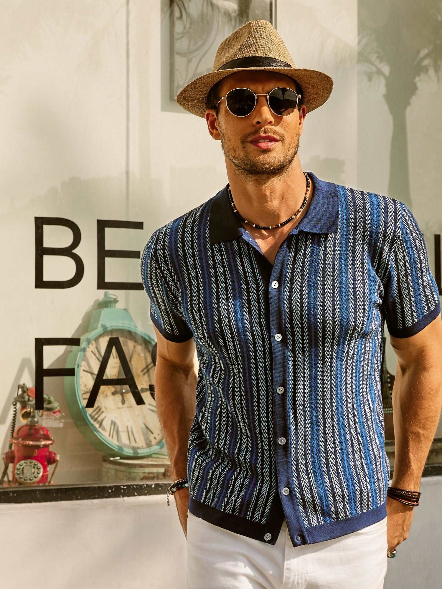 Enzo Bellini | Riviera Pattern Knit Polo Luxe