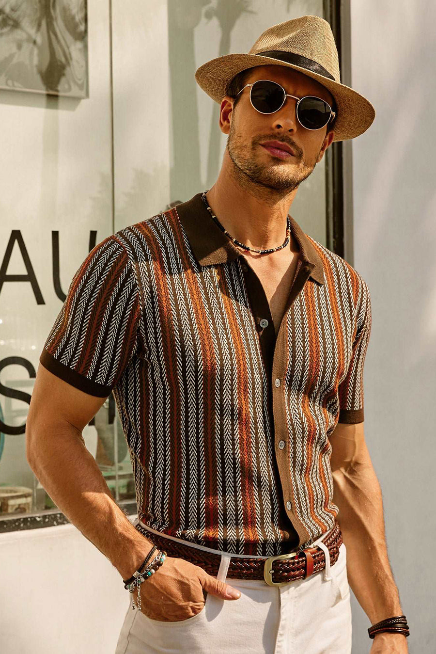 Enzo Bellini | Riviera Pattern Knit Polo Luxe