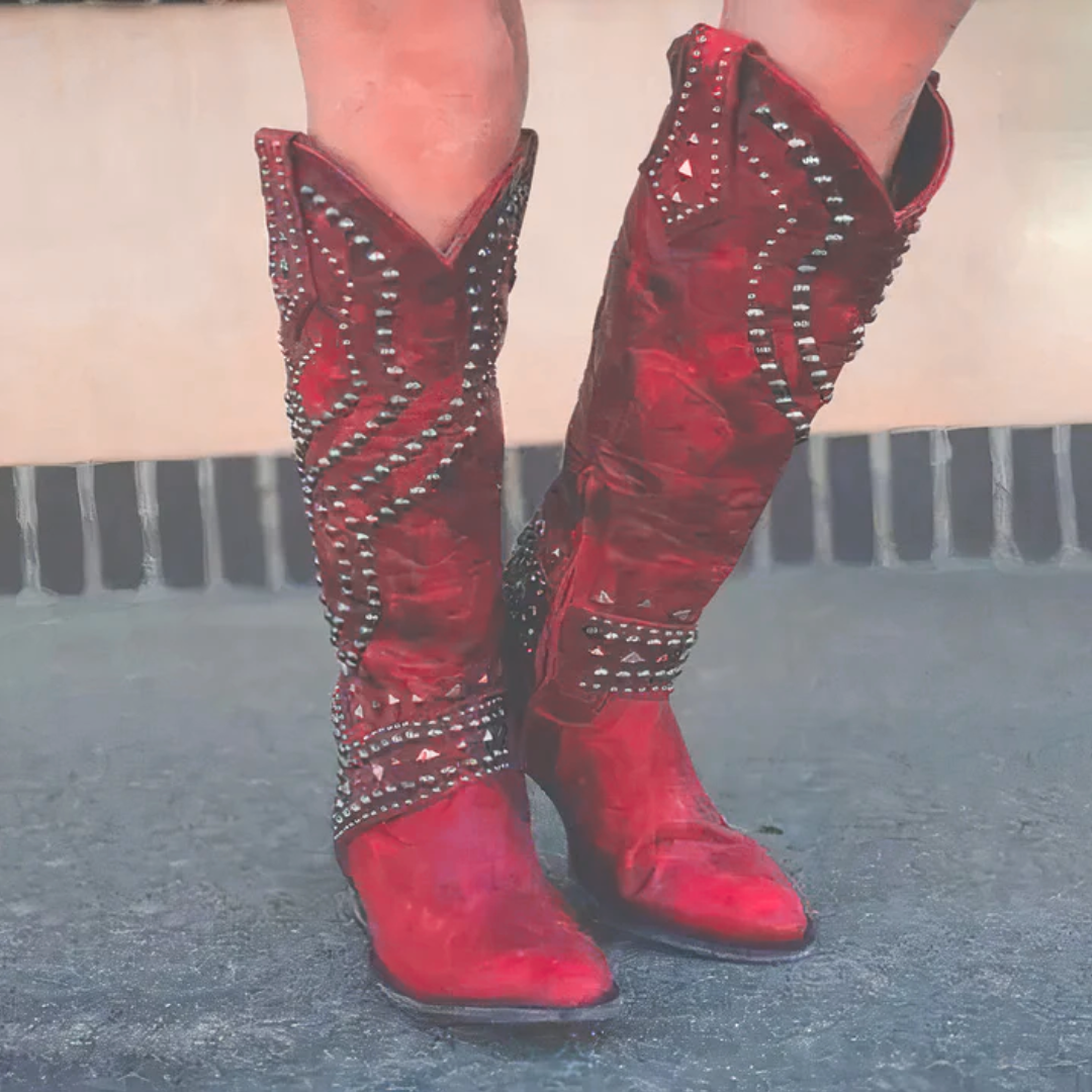 Alicia Sloan | Studded Knee-High Western Boots For Women