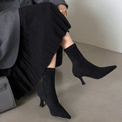 Angela Pendleton | Pointed Toe Mid Heel Suede Boots For Women