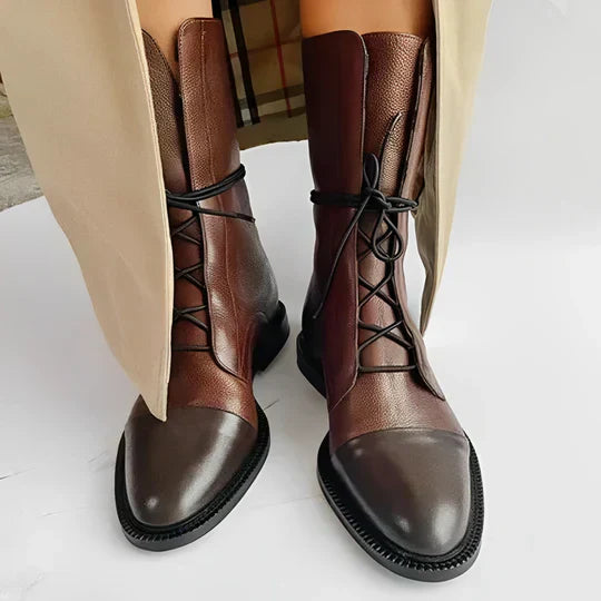 Vanessa Poe | Leather Lace-Up Ankle Boots For Women