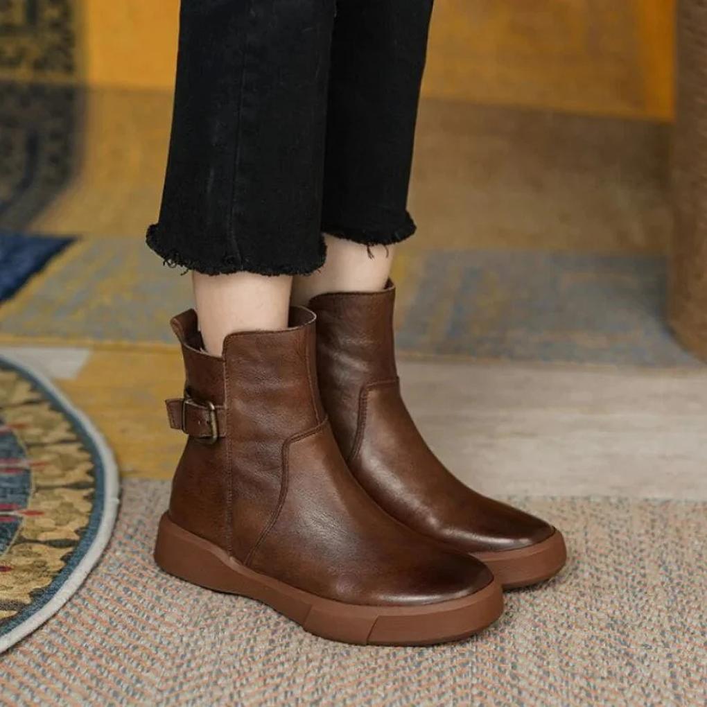 Elodie Beaumont | Minimalist Leather Ankle Boots For Women
