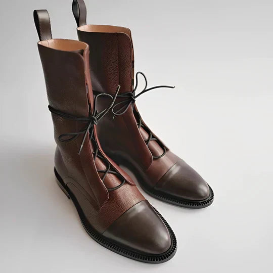 Vanessa Poe | Leather Lace-Up Ankle Boots For Women