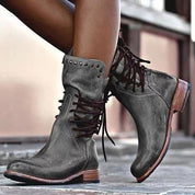 Brittany Riddle | Stylish Faux Leather Lace-Up Boots For Women