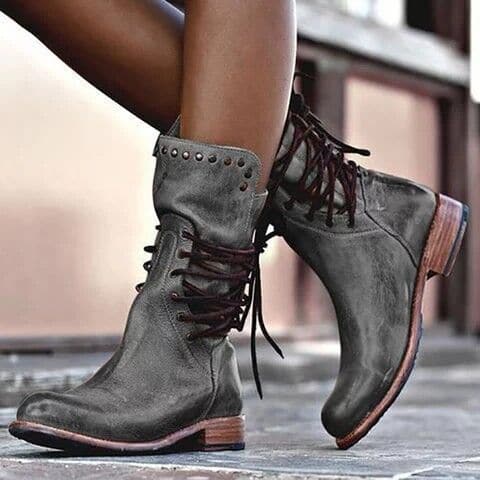 Brittany Riddle | Stylish Faux Leather Lace-Up Boots For Women