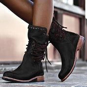 Brittany Riddle | Stylish Faux Leather Lace-Up Boots For Women