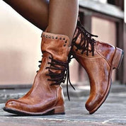 Brittany Riddle | Stylish Faux Leather Lace-Up Boots For Women