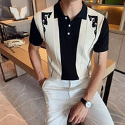 Enzo Valmont | Contrast Knit Polo Shirt For Men