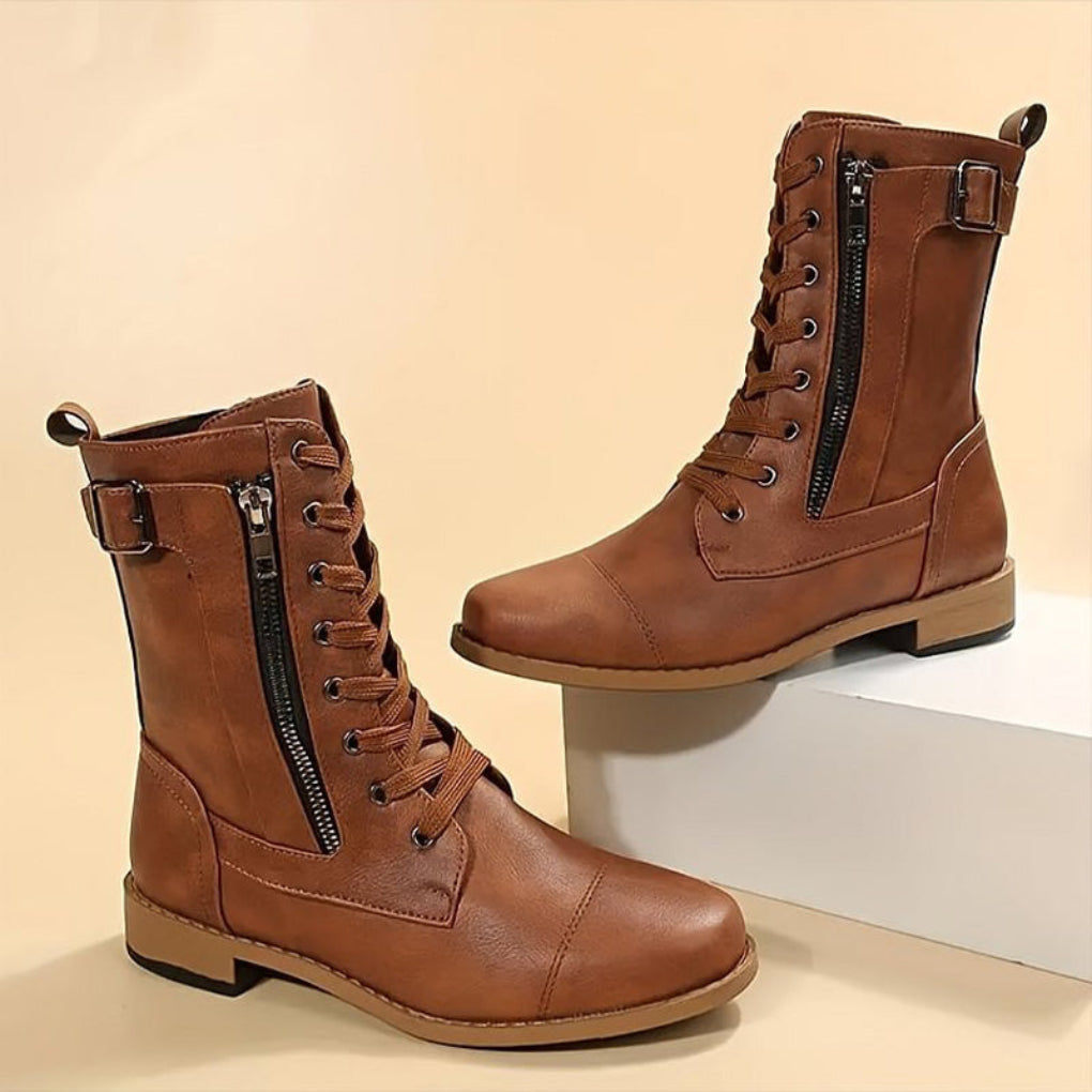Margaux Sinclair | Classic Lace-Up Biker Boots For Women